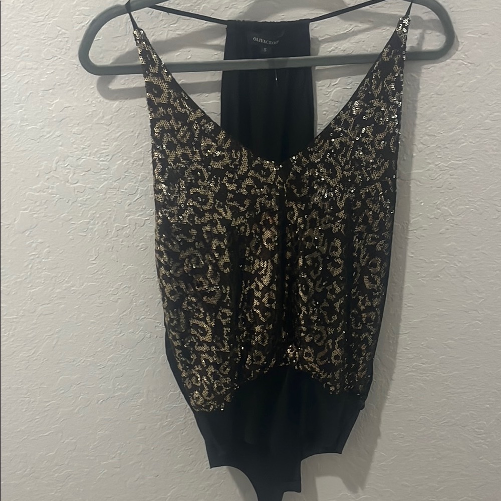 Black and Gold Sequin Women's Top